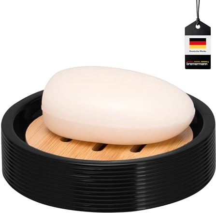 bremermann Seifenschale Segno aus Bambus und Kunststoff // Seifenhalter für Stückseife (Schwarz)