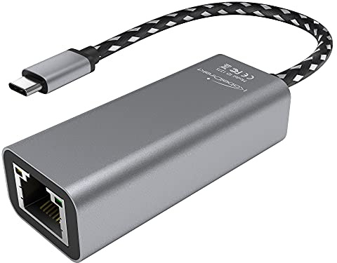 KabelDirekt – USB-C Ethernet-adapter & LAN-adapter – 10cm | USB-C-kontakt/RJ45-kontakt, stabilt nätverk/internet för bärbara datorer/surfplattor med 1 gigabit/s, kabellängd 10cm