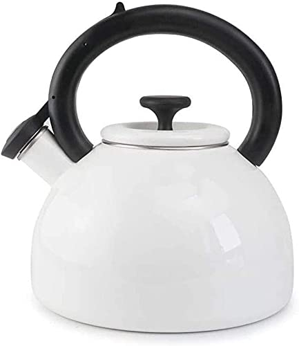 ZHANGZONG Bouilloire INOX Théière en Fonte Bouilloire sifflante Bouilloire à sifflet en émail 2.5L, chaudière à thé et à café pour Eau Chaude. Universelle pour cuisinière à gaz/cuisinière