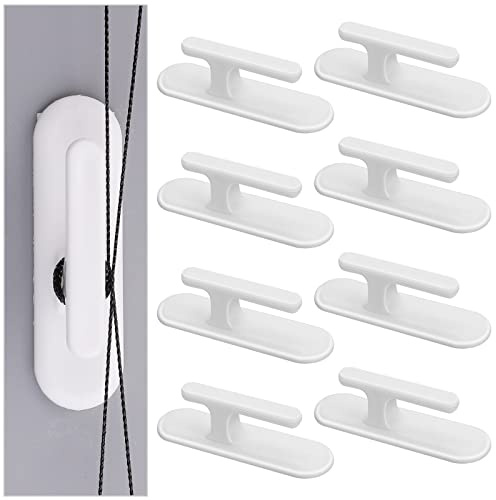 Grevosea 8-Piece Blind Cord Winder Safety Hooks & Holder Adhesive Wall Hooks for Home Office Window Blinds & Curtains White