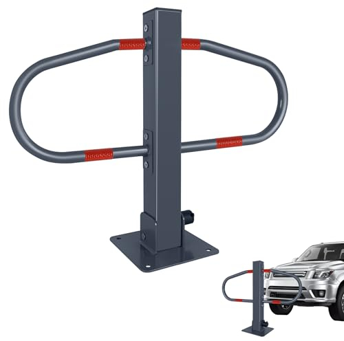 Froadp 73x51cm Klappbare Parkplatzsperren Stahl Absperrpfosten Parkbügel Mobile Parkpfosten mit Schlüssel & Reflexstreifen Robust Standfuß Sperrpfosten Set Barrierepfosten Parkplatzbügel (1 Stück)