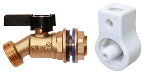 RAINPAL RBS005T LF Brass Rain Barrel Spigot (½” NPS, LF Compliant, Quarter Turn Ball Valve with Plastic Wrench and Option to Install on Closed Top Barrel with Bung Hole)