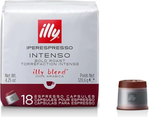 illy Coffee IperEspresso Capsules, Intenso Dark Roast Coffee Pods, 100% Arabica, Premium Italian Blend, 18 Count, 1 Pack