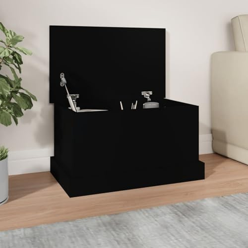 Homgoday Holzwerkstoff Truhe Schwarz - Dekorative Aufbewahrung mit Stauraum & Tischfunktion, 50 x 30 x 28 cm Model816497