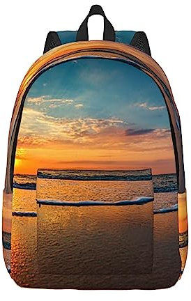 KoNsev Beach Wave Sunset Laptop-Rucksack, Reiserucksack, Arzttasche, schwarz, Rucksack, stilvoll, leicht und funktional, Schwarz , S