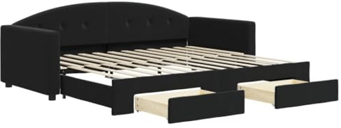 vidaXL Tagesbett, Sofabett Ausziehbar mit Schubladen, Gästebett Schlafsofa für Schlafzimmer Wohnzimmer, Sofa Ausziehbett, Schwarz 90x200cm Samt