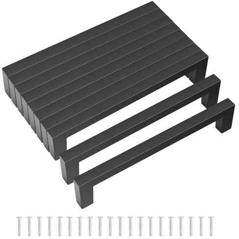 bssmmai Möbelgriffe Schwarz, Griffe für Küchenschränke, 128mm Küchengriffe, Modisch Edelstahl Quadrat Griffe für Küchen, Schubladen, Schrank, Möbel, Kleiderschrank(Schwarz, 128mm) (10)