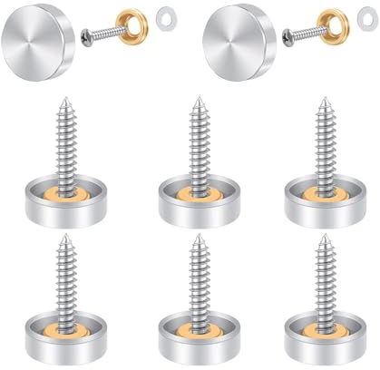 Leliafleury 8 Sets Mirror Screws Caps 30mm Decorative Cap Covers Stainless Steel Mirror Screws for Bath Plates Tables Wardrobes Furniture, Brushed Sliver