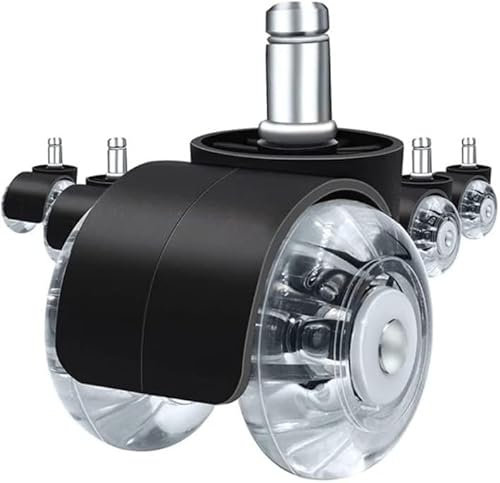 Heavy Duty Swivel Castor 5pcs Office Chair Caster Wheels,2 In Heavy Duty Double Casters, Twin Ball Bearing Replacement Computer Desk Chair Whe (null Black,Transparent)