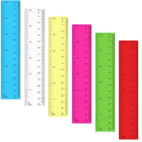 Mabor 6 Stück Klein Lineal 15cm Transparent Lineal 15 cm Grundschule Farbiges Ruler für Schulbedarf Büro Zuhause Zoll und Metrisches Kunststoff Ruler
