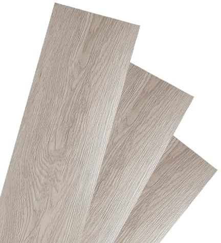 Herrselsam PVC Bodenbelag Selbstklebende, 35 Fliesen ca. 5m² Vinyl Laminat Rutschfeste Wasserdichte Schneidbar Fliesenoptik Bodenfliesen, 91,5cm x 15,2cm Dicke 1,5 mm (White Oak)