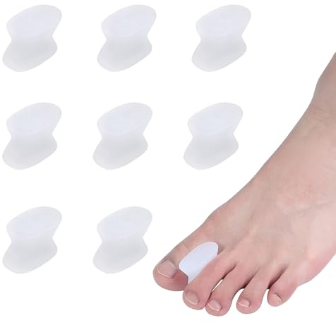 VEGCOO Zehenspreizer für Hallux Valgus Korrektur, 8 Stück, M/L, Weiß | Zehenschutz für Zehentrenner, Weich, Separator für Ballen, Überlappende Zehen