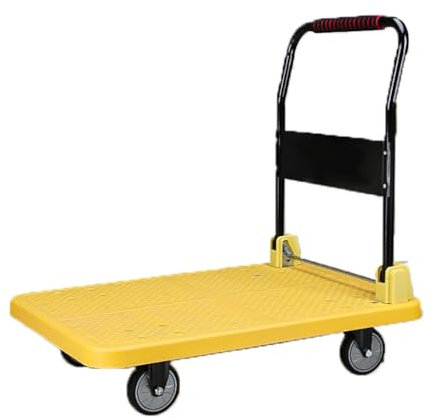 MINGYIHUI Plattformwagen Industrie Plattformwagen, Klappbar, 400 Kg Tragkraft, Antirutsch-Beschichtung Und Gummierter Kantenschutz, Transport Wagen Sackkarren(Color:Gelb)