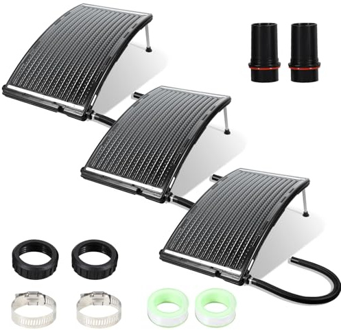 Daromigo Poolheizung Solar, Sonnenkollektor Pool 110 x 65 x 36 cm, Solarheizung 10000 L/H, Ø 38-40mm Anschluss Solar Poolheizung Erweiterbar, Solaranlage für Warmwasser Pool, Solarkollektor (3 Sets)
