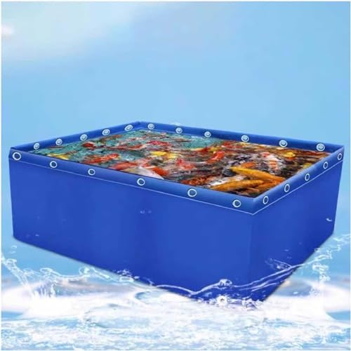 MAYFABD Aquariumbecken Multifunktion PVC Teichfolie Schutzunterlage Faltbar Teichfolie Zuchtteichaquarium Mit Ablassventil für Kleine Teiche Koi Teiche Wassergärten Brunnen,Blau,4 * 4 * 0.8m