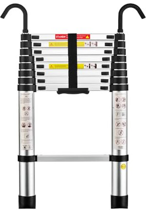 STANEW Scala Telescopica 2,6 m in Alluminio, Scala pieghevole, Bracciolo Removibile, Estensibile, Multi-funzione, Carico Massimo 150 kg