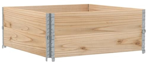 vidaXL Paletten Aufsatzrahmen 2 STK., Palettenrahmen Hochbeet, Holzrahmen Stapelbar Faltbar, Stapelrahmen Gartenbeet, Massivholz Kiefer