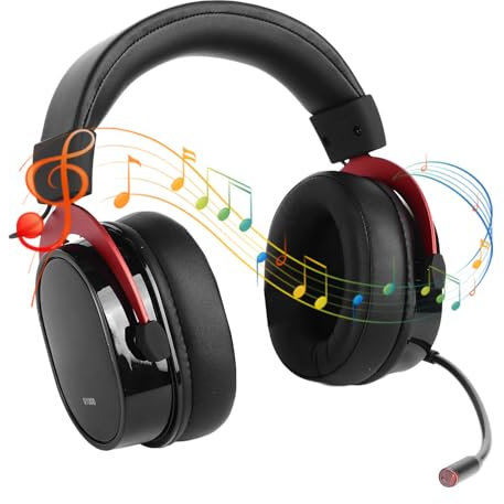 Casque de Jeu Filaire, Casque de Jeu Stéréo sans Fil Bluetooth avec Microphone Antibruit, Casque de Jeu Filaire Confortable pour Ordinateur de Bureau et Ordinateur Portable