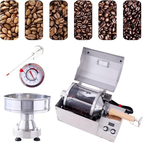 Tostatrice per Caffè Da 1200 W, 100 ℃-300 ℃, 10-60 Giri/Min, Cottura Rapida in 12 Minuti, Temperatura E Velocità Regolabili, Adatta per Casa, Bar E Altri Luoghi