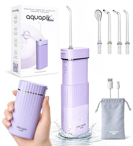 Aquapik Mini bärbar 200 ml tandspolare med USB Type-C uppladdningsbar teleskopisk tank, 3 lägen IPX8 vattentätt tryck, lätt att bära perfekt för resor och kontor, djuprengöring.