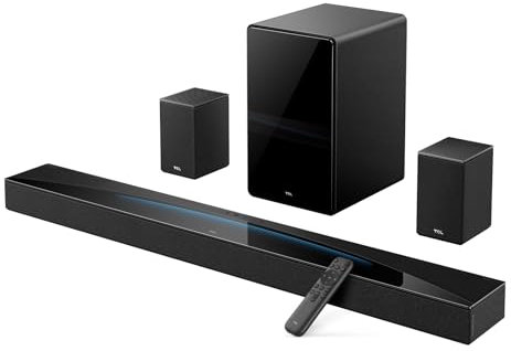 TCL Barra de Sonido Q85H 7.1.4 Canales para TV, 860 vatios, Cine en casa, Sonido Cine Envolvente, expansión de Sonido, Dolby Atmos, DTS:X, HDMI eARC, Bluetooth 5.1, Mando a Distancia único, USB