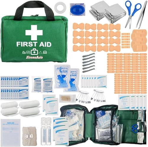 Xtremeauto 212 Piece Premium First Aid Kit - Jumbo First-Aid Kit Includes Eyewash, X2 Ice Packs, Emergency Medical Kits with Plasters & Essentials for Home, Office, Car, Sports, Camping, Business