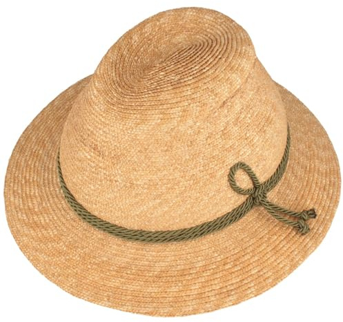 Traditionell stråhatt, sommarhatt, traditionell hatt, lechtal – tillverkad av 100 % halm med grönt 3-vägs snöre – traveller – flexibel och bekväm oliv, oliv, L