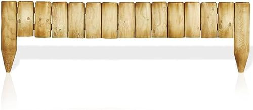 BONAFIDE 1M Wooden Garden Fence Log Roll Border Edging, Weather-Resistant Lawn Edging, Decorative Picket Fence for Flower Beds, Lawns, and Paths (7)