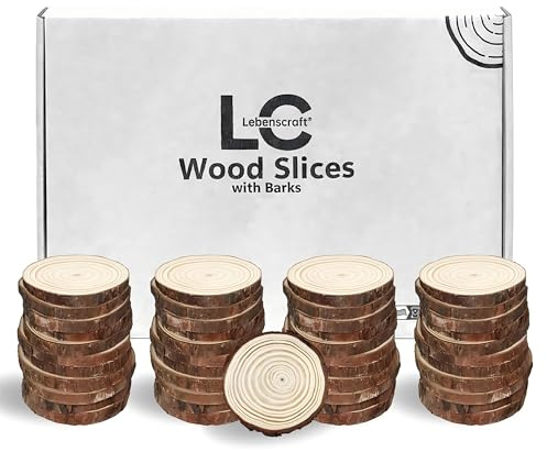 Petit Rondin Tranche de Bois Deco Naturel Brut, 5-6 cm 40 pcs | sanc trou,rond,rondelles,mini