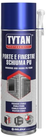 Tytan Porte e finestre Schiuma PU Schiuma Poliuretanica per Isolamento e Sigillatura Gialla 500 ml
