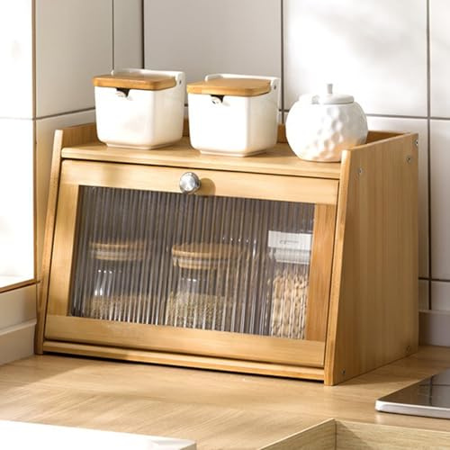 XCLOOZGL Buffet Comedor de bambú con Puerta De Cristal Organizador de Cocina Armario Compacto Almacenamiento Independiente para Cocina mostrador Buffet Mini despensa,Pine,40 * 25 * 27cm