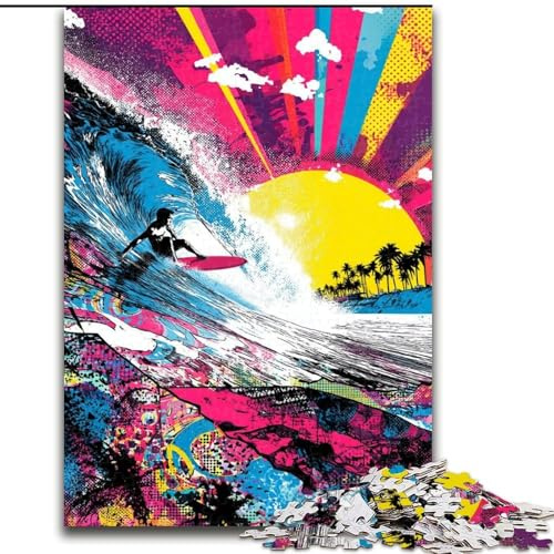 Surf-Graffiti-Puzzle für Erwachsene und Jugendliche, 1000 Teile, geeignet für Kinder ab 14 Jahren, Spielzeug, Wanddekoration, Geburtstag und einzigartige Geschenke (26x38cm)