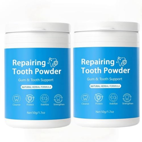 Reumi Polvere Riparatrice per Denti, Polvere Sbiancante Naturale a Base di Erbe, Rinforza, Purifica e Stabilizza i Denti, Protegge Gengive e Radici, Rinforza lo Smalto (2 pcs)