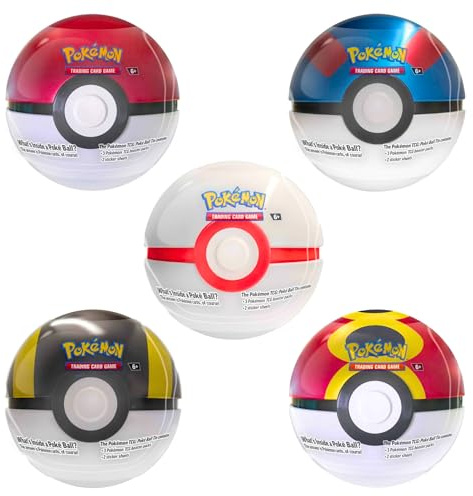 Pokémon PKM Pokeball Tin Otoño 2025 DE, 3 paquetes de refuerzo + 2 hojas de pegatinas