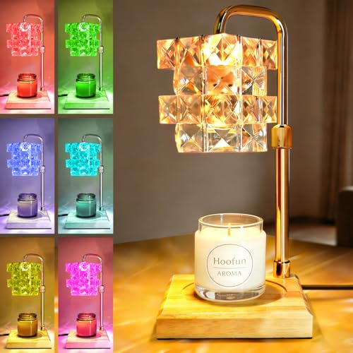Hoofun Candle Warmer Lamp, Adjustable Height & 16 Custom Colours with Timer | RGB Dimmable Electric Wax Melt Heater for Candles, Aesthetic Home Decor Gifts for Women, Birthday & Housewarming