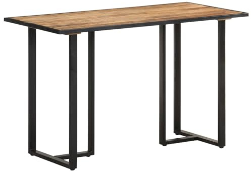 toolkix matbord 120 cm av grovt mangoträ med pulverlackerat järnram, massivt träbord för matsal och kök, industriell design, robust och stabil, unik träfinish