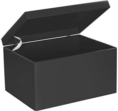LAUBLUST Große Holzkiste mit Deckel - Allzweck-Kiste aus Holz - Aufbewahrungskiste | Spielzeug-Truhe - Geschenk-Verpackung | Deko-Kasten zum Basteln FSC® (Schwarz, ca. 40 x 30 x 24 cm | XL)