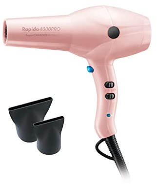 Diva PRO114 Pro Styling Rapida 4000 Pro- Haartrockner- 4 Hitze- und 2 Gebläseeinstellungen- Kaltluftstrom- Robustes Nylongehäuse, Rosa