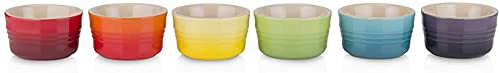 Le Creuset Set of 6 Mini Rainbow Ramekin, Stoneware,Rainbow, 100 ml