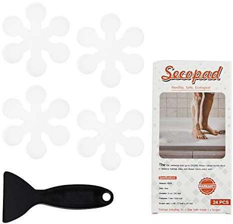 Secopad Adesivi per Vasca da Bagno, Antiscivolo, di Sicurezza per la Doccia, con Raschietto di Alta qualità (Bianco)