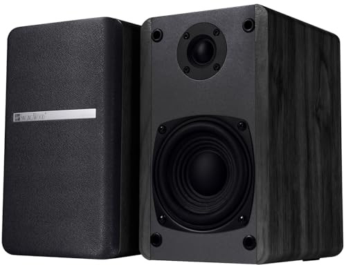 SINGING WOOD T25 Passive Bookshelf Speakers (Pair) - 60W Home Stereo Audio - 4 Woofer, Silk Dome Tweeter - Wall Mountable - Perfect for Home Theater, Studio Monitor, Record Player - Black Wood Finish