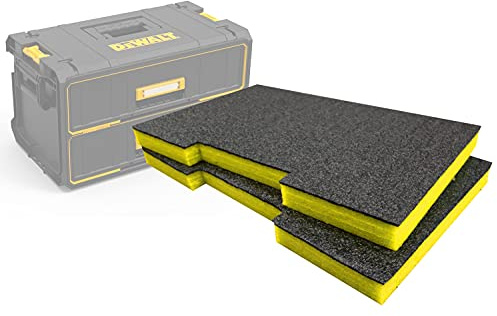 Shadow Foam Easy Peel - Insertos de espuma para cajones DeWalt ToughSystem [Amarillo 30 mm paquete doble] para organización de herramientas, Kaizen, 5s, almacenamiento de herramientas y cajas de