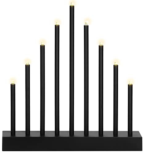 SPRINGOS Lichterbogen 9-flammige Schwibbogen LED Kerzenleuchter 25x26,5x5,5 cm Kerzenbrücke Batteriebetrieben Lichtfarbe Warmweiß Adventsleuchter Kerzenleuchter Akzent