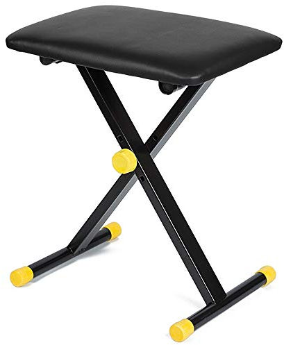 DRSM Soft Piano Hocker Klapphocker Einstellbare Hebe Hocker Geeignet for Guzheng Erhu Instrument 1 Person Keyboard Hocker X-Rahmen Gepolsterter Sitz (Schwarz 39x30x51cm)