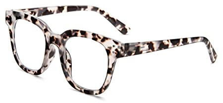 KoKoBin Übergroße Anti Blaulicht Lesebrille für Damen mit quadratischem Rahmen modische Computer Lesebrillen (grau Leopard, 1, diopters)