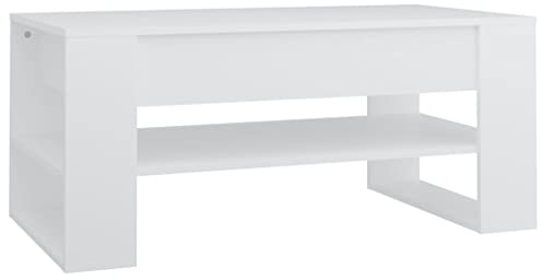 vidaXL Soffbord vit 102x55x45 cm konstruerat trä, sidobord, soffa bord, sido bord, litet bord, vardagsrum bord, soffmöbler, vardagsrum möbler
