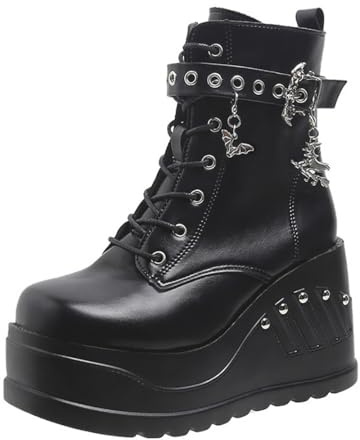 Ulalaza kvinnor Mary Jane klänning pumps Lolita-skor söt plattform gotisk dubbel ankelrem rund tå tjock klack uniform pumps skor perfekta för skolfest affärer arbete dans dejt nattklubb, S14 Kedja
