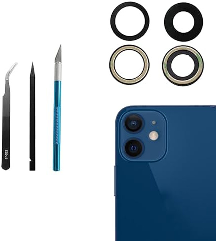 Rückkamera Objektiv Ersatz für iPhone 12 und iPhone 12 Mini Back Rück Kamera Glas Linse,Reparaturwerkzeug Kit