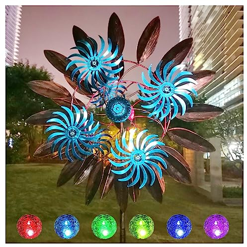 Solar Windrad, 213 cm GartenwindmüHlen, Edelstahl Kugellager WindräDer FüR Garten, FüR Den AußEnbereich,Terrasse