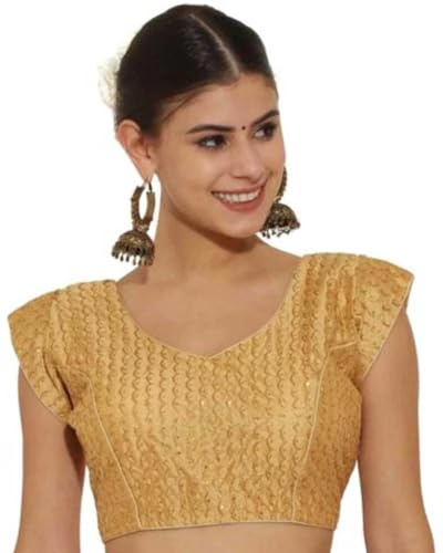 IMTRA FASHION Readymade Saree Blouse Indian Choli for Women Party Wear Blouses Golden